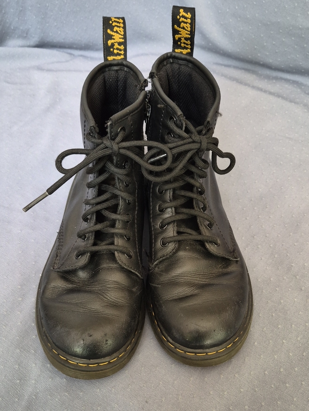 Dr. Martens Black Leather Zip & Lace-Up Combat Boots Youth 3 Grunge Punk Classic